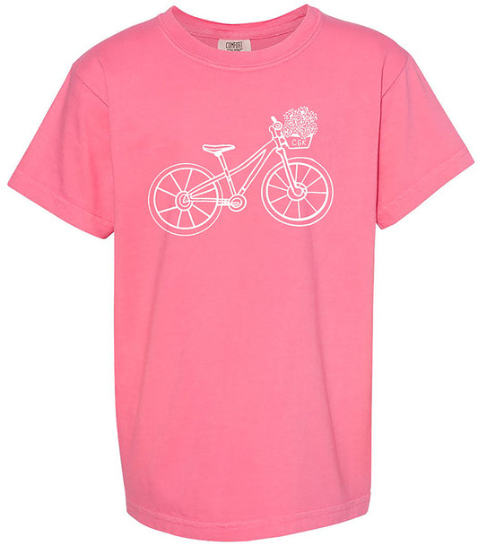 YOUTH BIKE WITH FLOWERS SHORT SLEEVE SHIRT